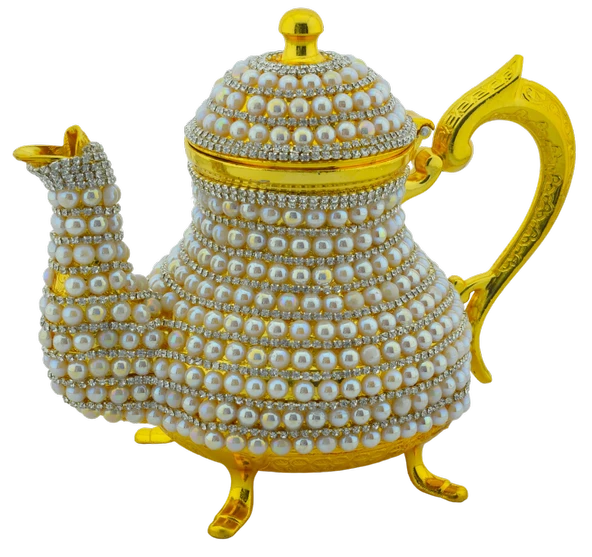 Arsal Dekoratif Inci ve Parlak Taşlı Altın Renk Demlik (18CMX22CM) ürün görseli 1