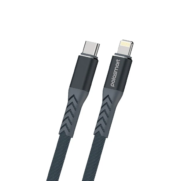 Polosmart PSM118 Type-C to Lightning 20W Hızlı Şarj ve Data Kablosu 1.2 Metre Gri ürün görseli 1