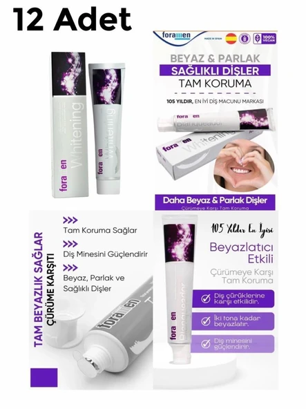 Foramen 12 Adet Whitening Beyazlatıcı Büyük Boy Diş Macunu 125 gr ürün görseli 1