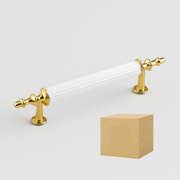 Ovacık 10 ADET Gold Altın Beyaz 96 mm Metal Kulp Mobilya Çekmece Dolap Kapak Kulpu Kulbu Kulpları ürün görseli 1