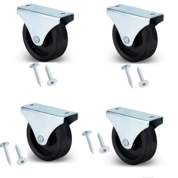 Sabit Tabanlı Masa Tekeri Sehpa ve Dolap Tekeri(Teker Çapı:38mm Yükseklik:50mm) 4 Adet ürün görseli 1