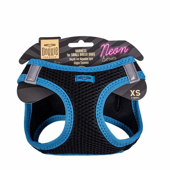 Doggie Neon Göğüs Tasması Mavi XS 30-34 Cm ürün görseli 1