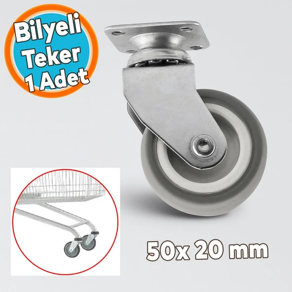 Ofis Koltuk Tekeri Vidalı Yük Taşıma Alışveriş Sepeti Mobilya Tablalı Teker 50 MM x 20 mm GRİ ürün görseli 1