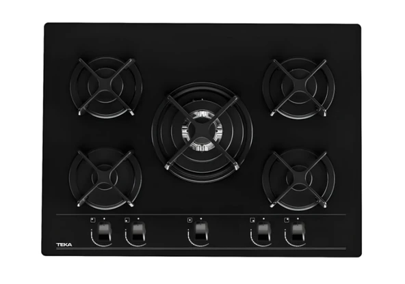 TEKA HF LUX 70 BK SİYAH ÖZEL DÜĞMELİ 70 CM. 5 GÖZLÜ GAZLI ANKASTRE CAM OCAK ürün görseli 1