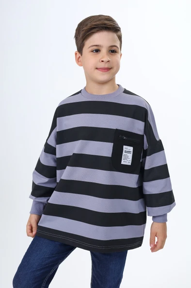 Toontoy Erkek Çocuk Çizgili Sweatshirt ürün görseli 1