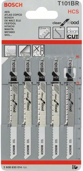 Bosch T 101 BR Clean For Wood 5'li Dekupaj Testeresi Bıçağı - 2608630014 ürün görseli 1