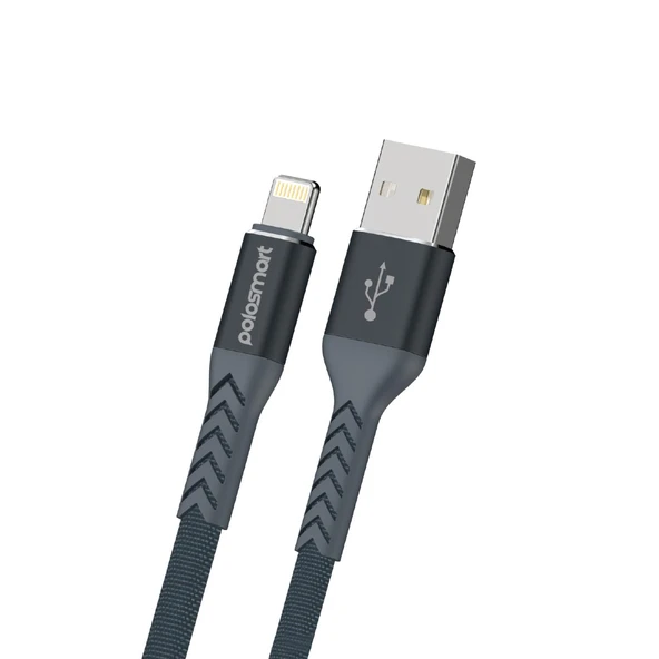 Polosmart PSM115 Lightning Şarj ve Data Kablosu1.2 Metre Gri ürün görseli 1