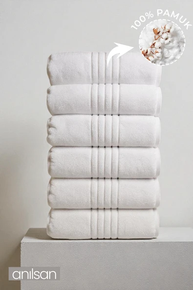 6'lı Strip El Havlusu - 50x90 Cm, 245 Gr, %100 Pamuk, Spa Ve Otel Havlusu ürün görseli 1
