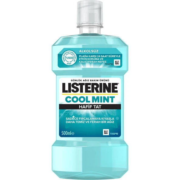 Listerine Cool Mint Hafif Tatlı Alkolsüz Ağız Bakım Suyu 500 ml – Plak ve Koku Önleyici, Nane Ferahlığı ile Uzun Süreli Etki ürün görseli 1