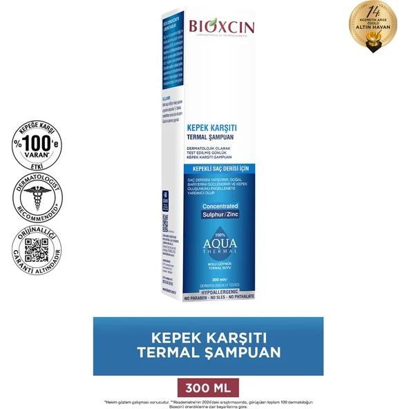 Bioxcin Kepek Karşıtı Termal Şampuan - Kepekli Saçlar İçin Yatıştırıcı ve Paraben İçermeyen Formül, 300 ml ürün görseli 1