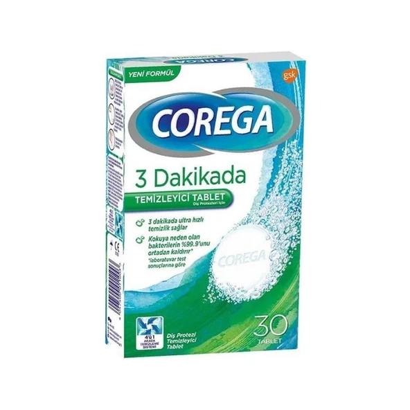 Corega 3 Dakikada Protez Temizleyici Tablet 30'lu ürün görseli 1