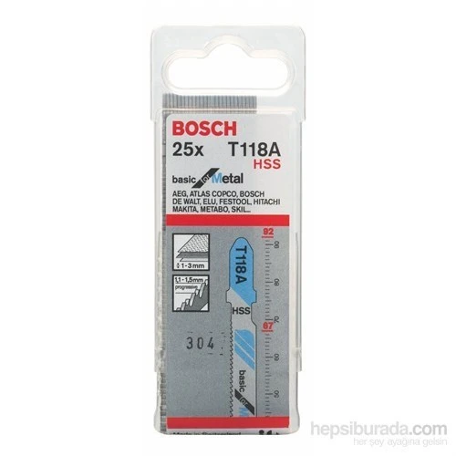 Bosch Ekonomik Seri Metal İçin T 118 A Dekupaj Testeresi Bıçağı - 25 Adet ürün görseli 1