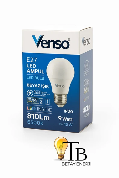 Venso E27 LED Ampul 9W  810 Lümen 6500K Beyaz Işık ürün görseli 1