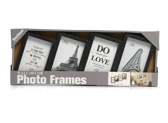 Çoklu Fotoğraf Çerçevesi MDF Ahşap Modern Kolaj Çerçeve Fotoğraf Tutucu 4 Fotoğraf 10x15cm siyah renk ürün görseli 1