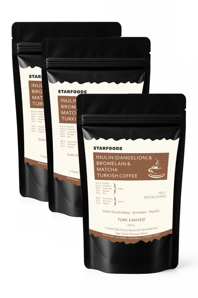 3 Paket No: 2 Detox Coffee İnülin & Bromelain & Matcha Coffee Detox Türk Kahvesi ürün görseli 1
