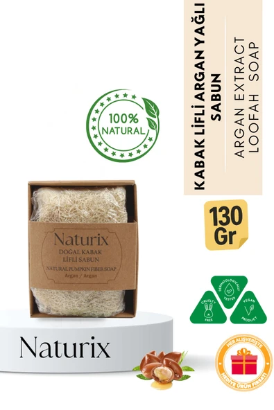 Kabak Lifli Argan Yağlı Sabun 130 gr | Peeling Etkili, Nemlendirici ve Arındırıcı Sabun ürün görseli 1