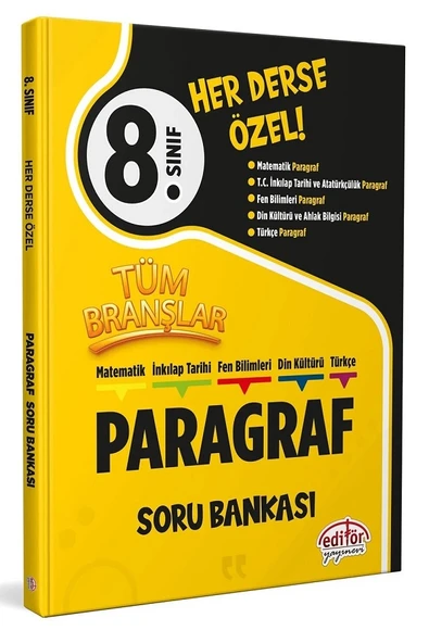 8.Sınıf Her Derse Özel Matematik-İnkılap Tarihi-Fen Bilimleri-Türkçe-Din Kült Paragraf Soru Bankası ürün görseli 1