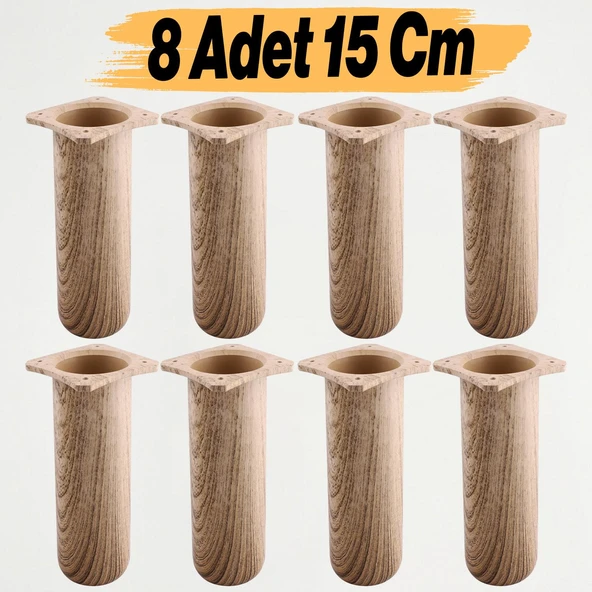 8 Adet Mobilya Kanepe Koltuk Baza Yükseltici Yükseltme Ayağı Ayakları Plastik Doğal Meşe Renk 15 cm ürün görseli 1