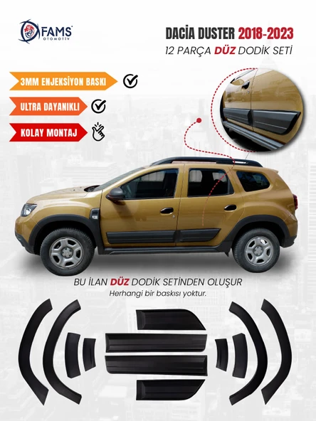 Dacia Duster Uyumlu 2018-2024 Enjeksiyon Baskı Düz Dodik seti 12 parça ürün görseli 1