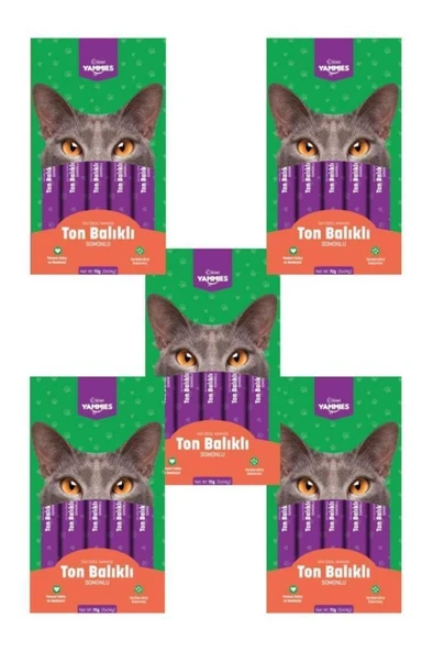 Kiwi Yammies 5x14 gr 5 Paket Ton Balıklı Somonlu Sıvı Ödül Maması ürün görseli 1