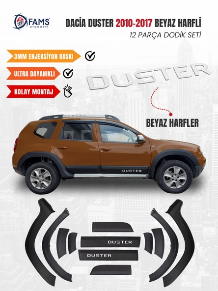 Dacia Duster 2010-2017 Uyumlu Dodik Seti 12 Parça (Beyaz Harfli) ürün görseli 1