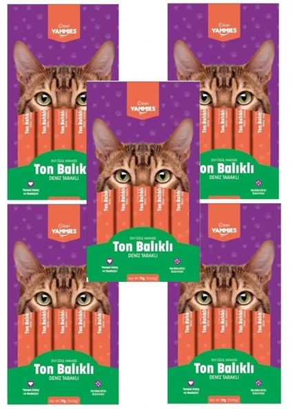 Kiwi Yammies Ton Balıklı Deniz Taraklı Sıvı Kedi Ödül Maması*5 Paket ürün görseli 1