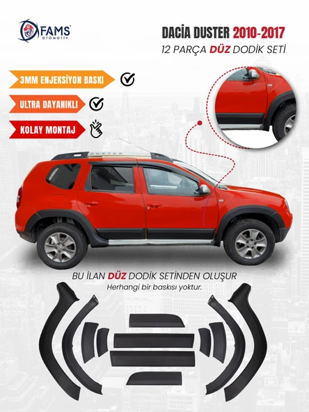 Dacia Duster 2010-2017 Uyumlu Dodik Seti 12 Parça (Baskısız) Düz ürün görseli 1