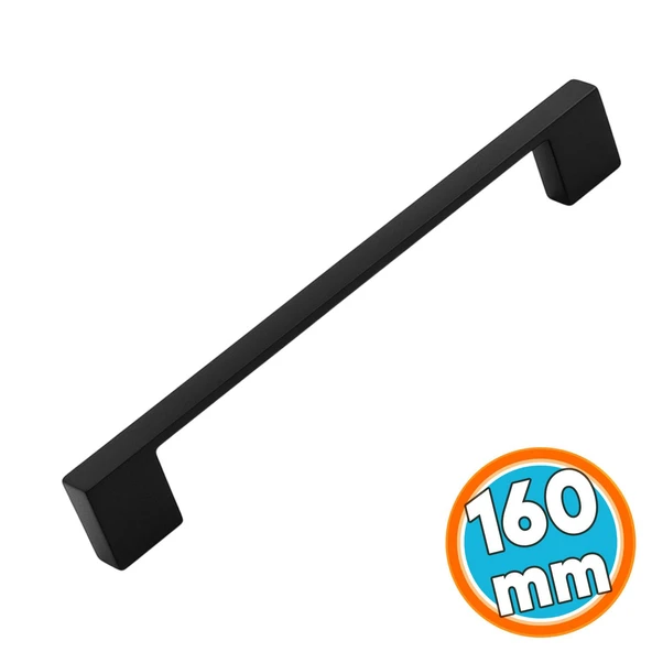 Mobilya Çekmece Dolap Kapak Kulpu Dayanıklı Kulbu Kulpları Siyah 160 mm Siyah Metal Kulp ürün görseli 1
