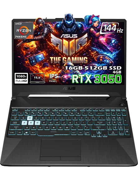 TUF Gaming A15 FA506NCG-HN206-Gaming AMD Ryzen 7 7445HS 16GB 512GB SSD RTX 3050 15.6" FHD IPS Fdos ürün görseli 1