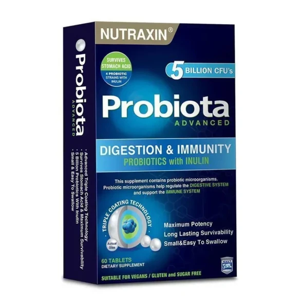 Nutraxin Probiota Advanced - Probiyotik Takviyesi 60 Tablet - Üç Katmanlı Teknoloji ürün görseli 1