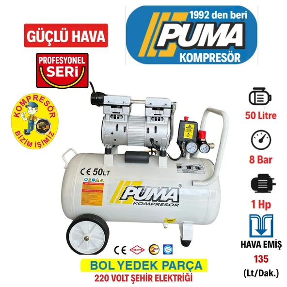 Puma 50 Lt Kompresör (Yağsız-Sessiz 1 Hp) ürün görseli 1
