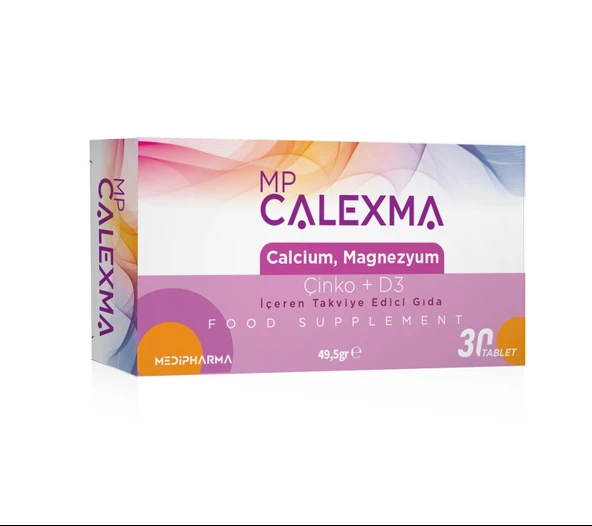 Medipharma Mp Calexma Kalsiyum Magnezyum Çinko+D3 Vitamin Takviye Edici Gıda 30 Tablet ürün görseli 1