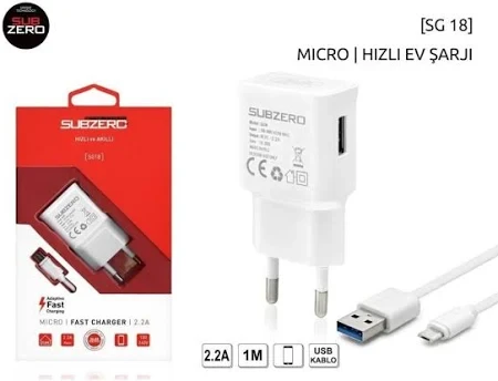SUBZERO MICRO BEYAZ ŞARJ KABLOSU VE BAŞLIGI ürün görseli 1