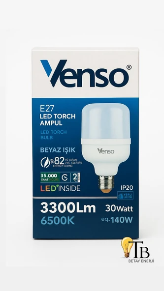 Venso E27 LED Torch Ampul  30W 3300Lm 6500K Beyaz Işık ürün görseli 1