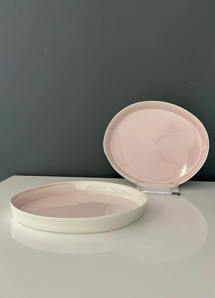TANTİTONİ SPACE PEMBE PORSELEN 2 Lİ PASTA TABAĞI SETİ 16,8 CM ürün görseli 1