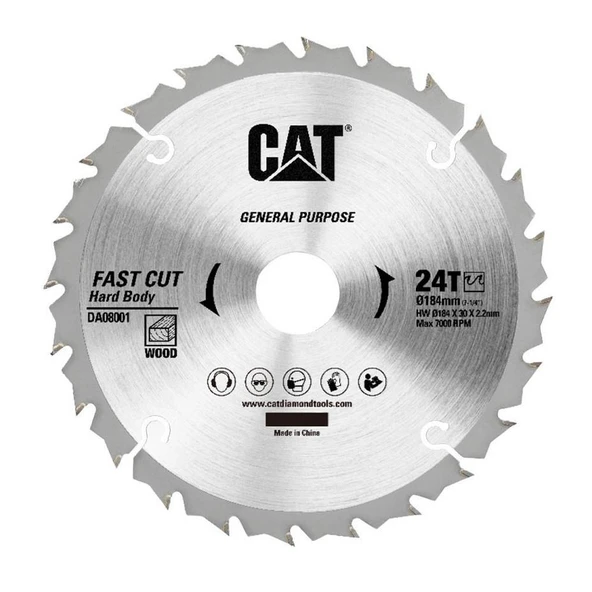 CAT DA08001 184x30mm Ahşap Kesme Elmas, Daire Testere Bıçağı 24 Diş ürün görseli 1