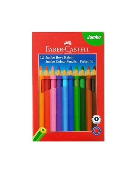 Faber Castell Boya Kalemi 12 Renk Jumbo Tam Boy ürün görseli 1