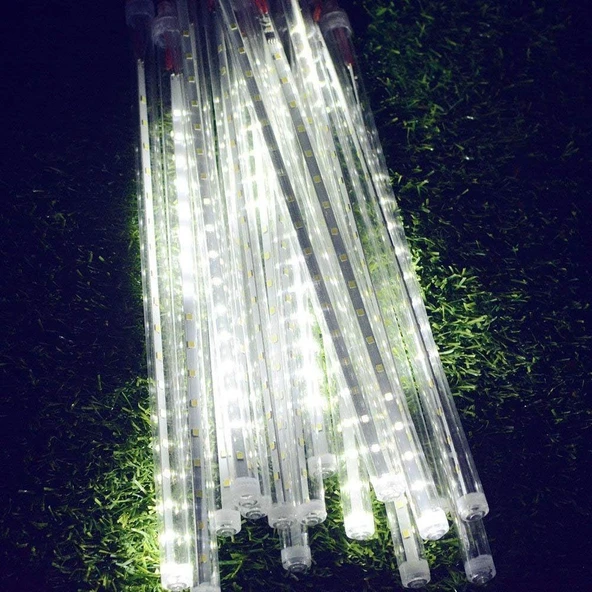 8 Saçaklı 50 cm Meteor Yağmuru Led Işık  Gün Işığı, Fişli, Hareketli Akan Efektli Dış Mekan Aydınlatma ürün görseli 1