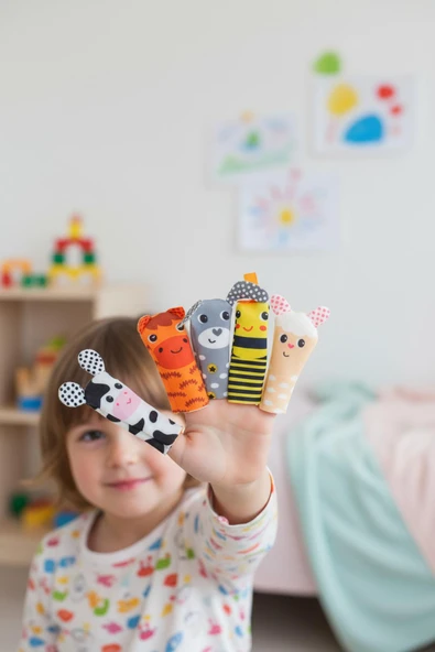 5’li Parmak Kuklası Seti – Hayvan Figürlü Finger Puppets ürün görseli 1