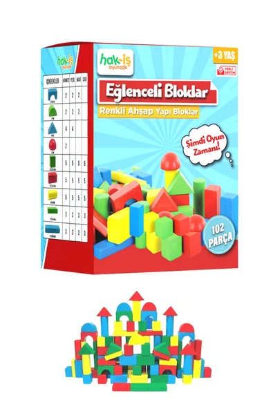 Hak-İş Oyuncak Eğitici Renkli Ahşap Bloklar 102 Parça ürün görseli 1