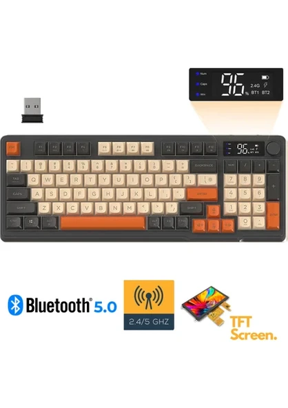 M96 2.4g+Bt5.0 Çift Bağlantılı Tft LED Ekranlı Reinbow Gaming Oyuncu Klavye ürün görseli 1