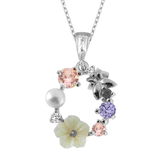 İtalyan TaAltınm Soft Çiçekler Flowers Gümüş Kolye - Gümüş ürün görseli 1