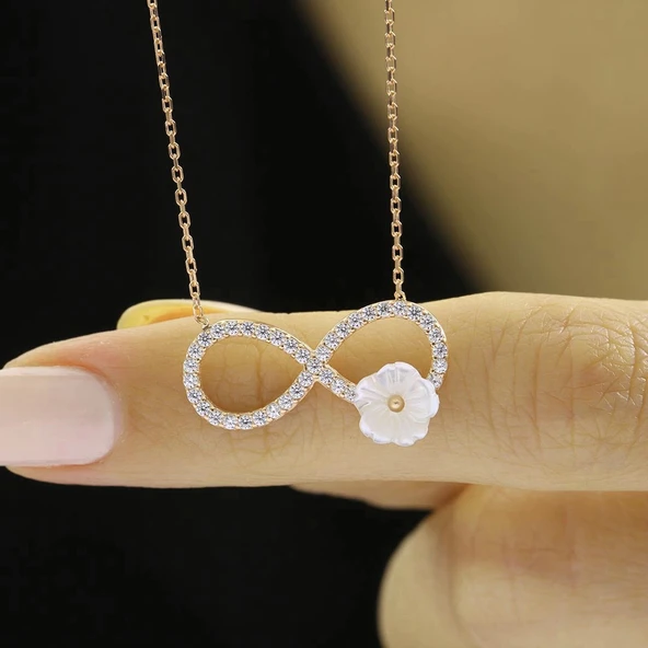 Sonsuzluk Serüveni Flowers Gümüş Kolye - Altın ürün görseli 1