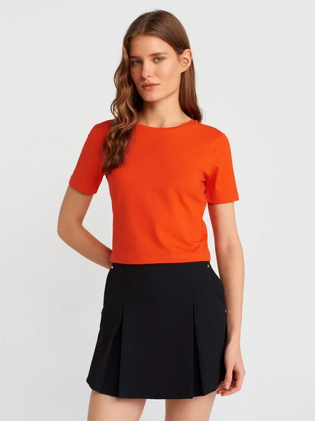 31655 DİLVİN BİSİKLET YAKA CROP TOP ürün görseli 1