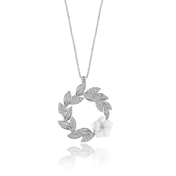 Gelin Buketi Manolya Çiçeği Flowers Gümüş Kolye - Gümüş ürün görseli 1