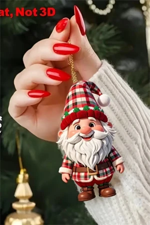 10'lu Ahşap Noel Cüce Süs Seti | 2D Düz Baskı Renkli Asma Dekorları / Ev & Parti & Hediye Etiketi ürün görseli 1