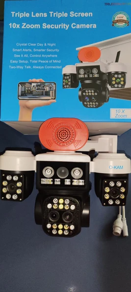 Çakarlı 3 Kameralı 9mp Wıfı Ptz Kamera Gece Görüşlü O-kam 5012 Güvenlik Kamerası ürün görseli 1