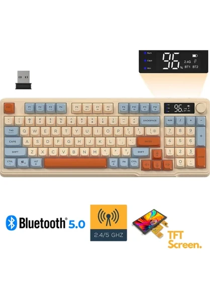 M96 2.4g+Bt5.0 Çift Bağlantılı Tft LED Ekranlı Reinbow Gaming Oyuncu Klavye ürün görseli 1