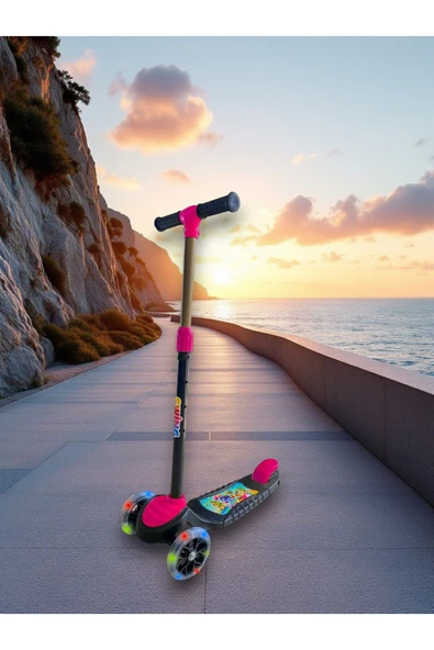 Swing Işıklı 3 Tekerlekli Scooter Pembe ürün görseli 1