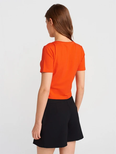 31655 DİLVİN BİSİKLET YAKA CROP TOP - Resim 3